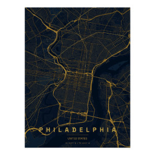 Philadelphia USA Stadtplan Minimales Design Poster