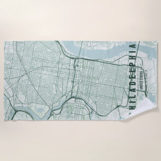 Philadelphia USA Stadtplan Minimales Design Strandtuch
