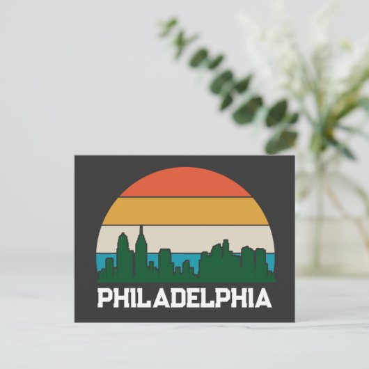 Philadelphia Vintag City Sunset Postcard Postkarte (Stehend Vorderseite)