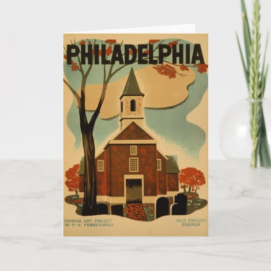 Philadelphia vintage Old Swedes Church, Karte (Vorderseite)
