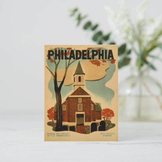 Philadelphia vintage poster postkarte (Stehend Vorderseite)