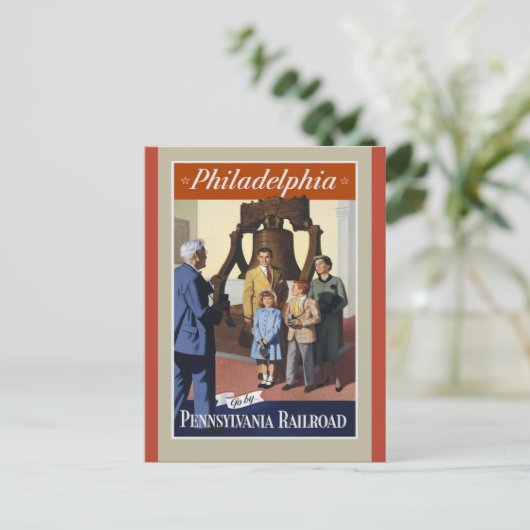 Philadelphia Vintage Travel Poster Postkarte (Stehend Vorderseite)