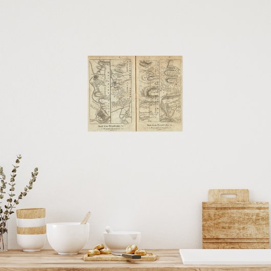 Philadelphia - Washington Road Map 2 Poster (Küche)