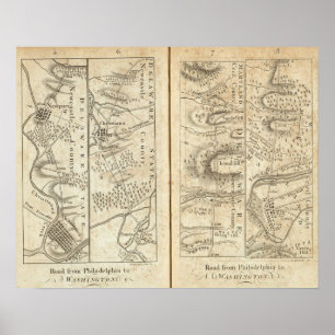 Philadelphia - Washington Road Map 2 Poster