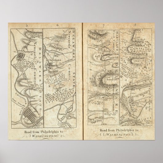 Philadelphia - Washington Road Map 2 Poster (Vorne)