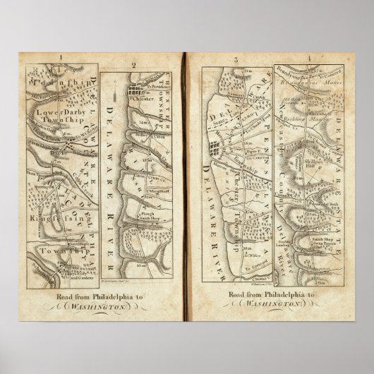Philadelphia - Washington Road Map 3 Poster (Vorne)