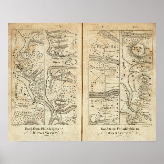 Philadelphia - Washington Road Map Poster (Vorne)