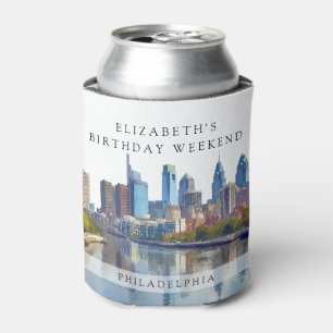 Philadelphia Watercolor Geburtstagswochenende Dosenkühler