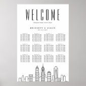 Philadelphia Wedding | 12 Tabelle Seating Chart Poster (Vorne)