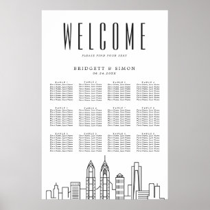 Philadelphia Wedding   12 Tabelle Seating Chart Poster