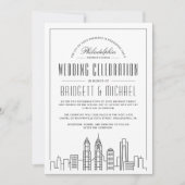 Philadelphia Wedding | Modern Deko City Skyline Einladung (Vorderseite)