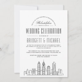 Philadelphia Wedding | Modern Deko City Skyline Einladung