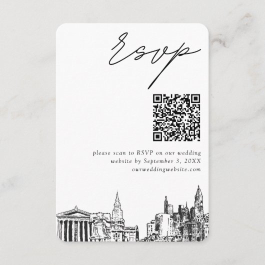Philadelphia Wedding Modern UAWG QR Code Begleitkarte (Vorderseite)