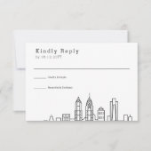 Philadelphia Wedding | Stilisierte Skyline-UAWG RSVP Karte (Vorderseite)