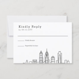 Philadelphia Wedding | Stilisierte Skyline-UAWG RSVP Karte