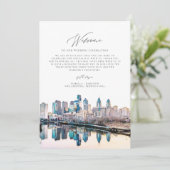 PHILADELPHIA Welcome Letter Timeline Wedding Card Einladung (Stehend Vorderseite)
