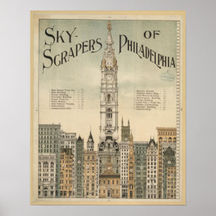 Philadelphia-Wolkenkratzer Vintage-Plakat von 8.99 Poster