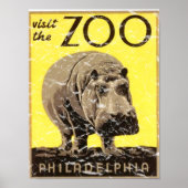 Philadelphia Zoo-Hippo Distressed Poster (Vorne)