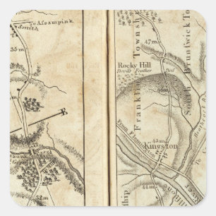 Philadelphia zu New- YorkStraßenkarte 2 Quadratischer Aufkleber