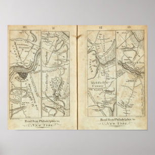 Philadelphia zu New- YorkStraßenkarte 3 Poster