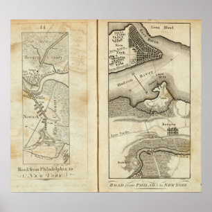 Philadelphia zur New- YorkStraßenkarte Poster