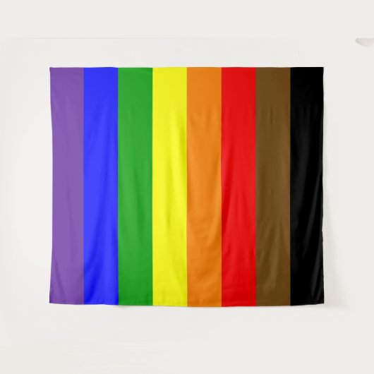 Philadephia Rainbow Pride Flag Vertikal Wandteppich (Vorderseite (Horizontal))
