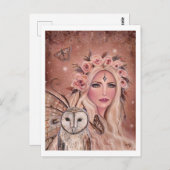 Philantha Fee mit Eule von Renee Lavoie Postkarte (Vorne/Hinten)