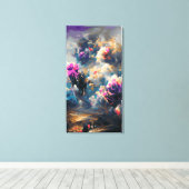 Philatelie surreal blumengeschmückte abstrakte Lan Leinwanddruck (Insitu (Holzboden))