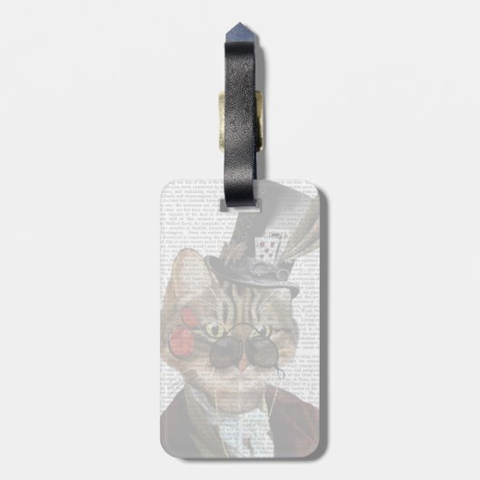 Phileas Feline Steampunk Cat & Top Hat 2 Gepäckanhänger (Rückseite vertikal)