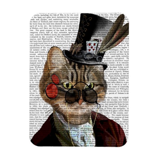 Phileas Feline Steampunk Cat & Top Hat 2 Magnet (Vertikal)