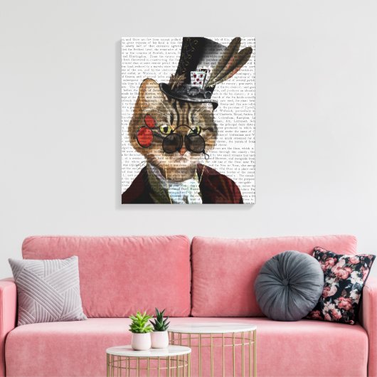 Phileas Feline Steampunk Cat & Top Hat Leinwanddruck (Insitu (Wohnzimmer))