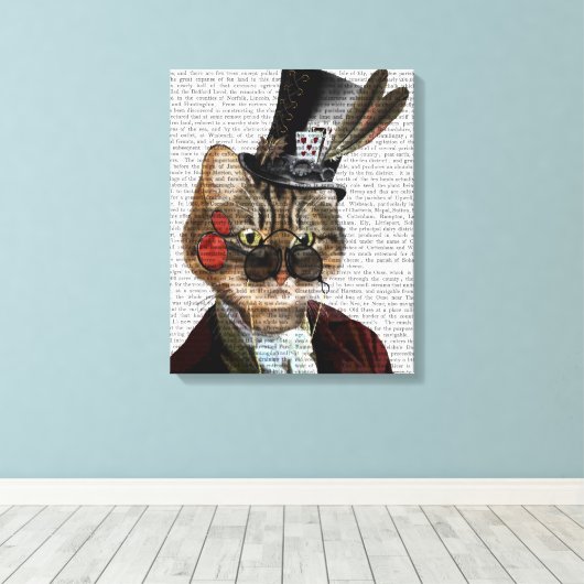 Phileas Feline Steampunk Cat & Top Hat Leinwanddruck (Insitu (Holzboden))