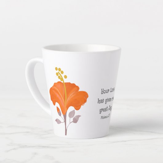 Philemon 1:7 Blume Christlicher tropischer Hibisku Milchtasse (Linke Ecke)