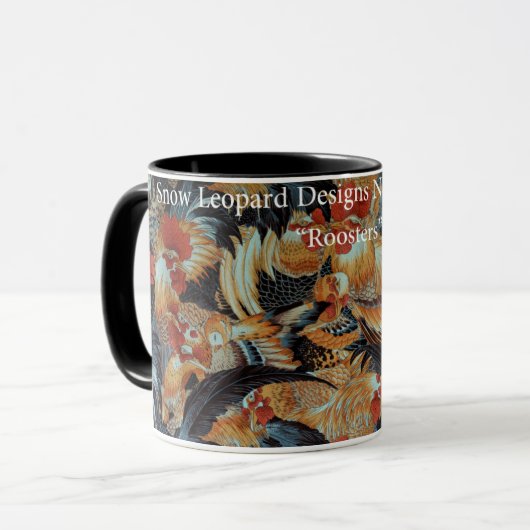 Philip Jacobs Fabric Snow Leopard Designs Rooster Tasse (Vorderseite Links)