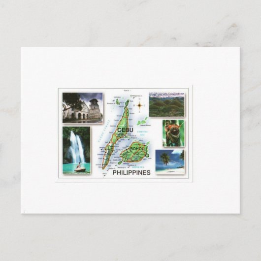 PHILIPINES CEBU/BOHOL MAP POSTKARTE (Vorderseite)