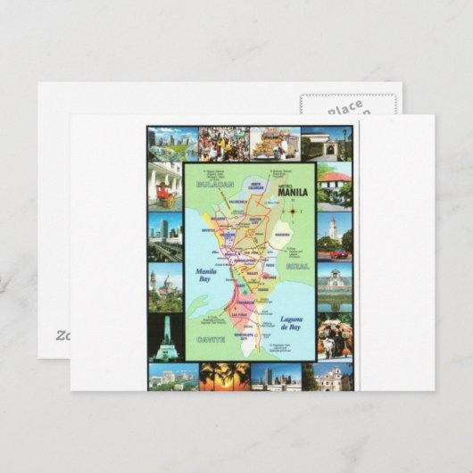 PHILIPINES MANILA MAP POSTKARTE (Vorne/Hinten)