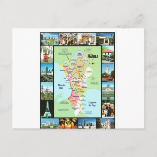 PHILIPINES MANILA MAP POSTKARTE (Vorderseite)