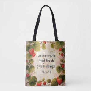 Philipper 4:13 Bibelvers auf zeitlosem Design Tasche