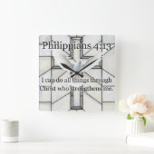 Philipper 4:13 Bibelvers Uhr an der Wand (Zuhause)