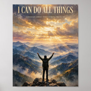 Philipper 4:13 Christian Mountain Poster