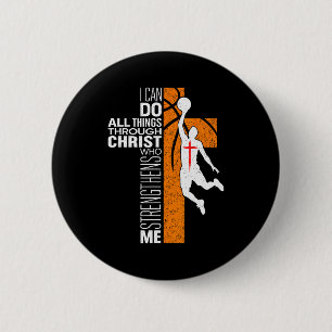 Philipper 4_13 Christliches Basketball Religiöse B Button