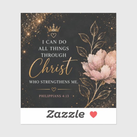Philipper 4:13 Florale christliche Aufkleber (Blatt)
