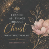 Philipper 4:13 Florale christliche Aufkleber (Vorderseite)