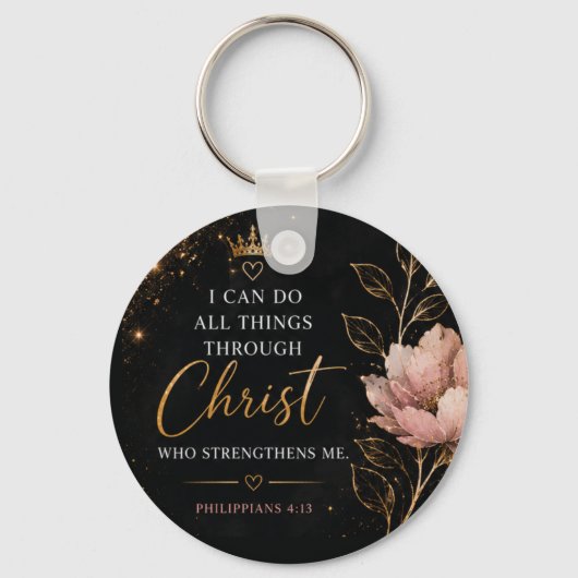 Philipper 4:13 Florale christliche Schlüsselanhänger (Vorderseite)