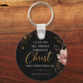 Philipper 4:13 Florale christliche Schlüsselanhänger (Rückseite)