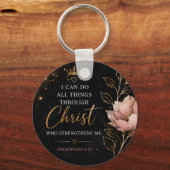 Philipper 4:13 Florale christliche Schlüsselanhänger (Vorderseite)