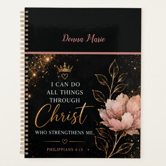 Philipper 4:13 Floraler christlicher  Planer (Vorderseite)