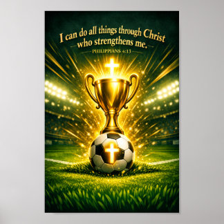 Philipper 4:13 Fußball-Trophäe Spielfeld Christlic Poster