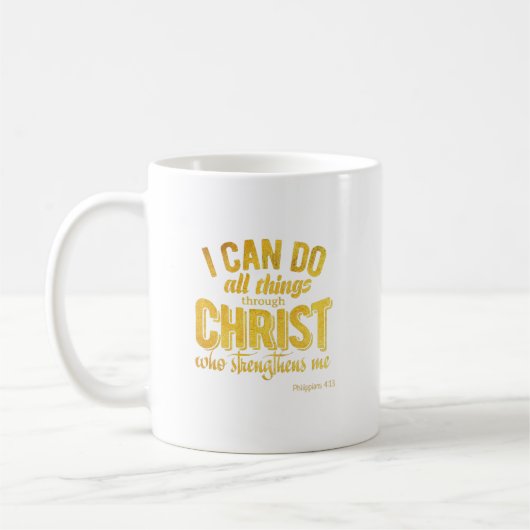Philipper 4:13 Gold Christlich Kaffeetasse (Links)