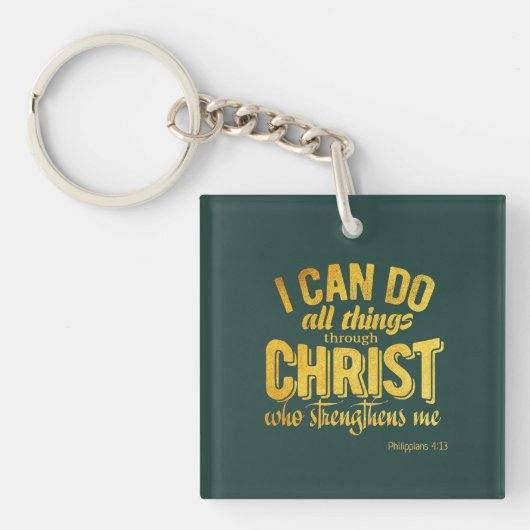 Philipper 4:13 Gold Christlich Schlüsselanhänger (Vorderseite)